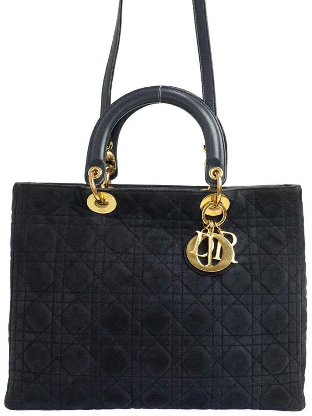 Christian Dior Cannage Lady Dior tote bag black quilted suede